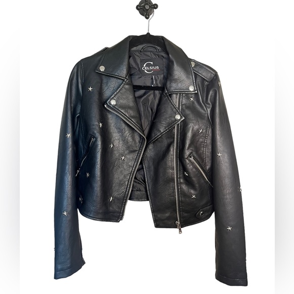 Celsius Premium Faux Leather Studded Moto Jacket - Picture 3 of 5
